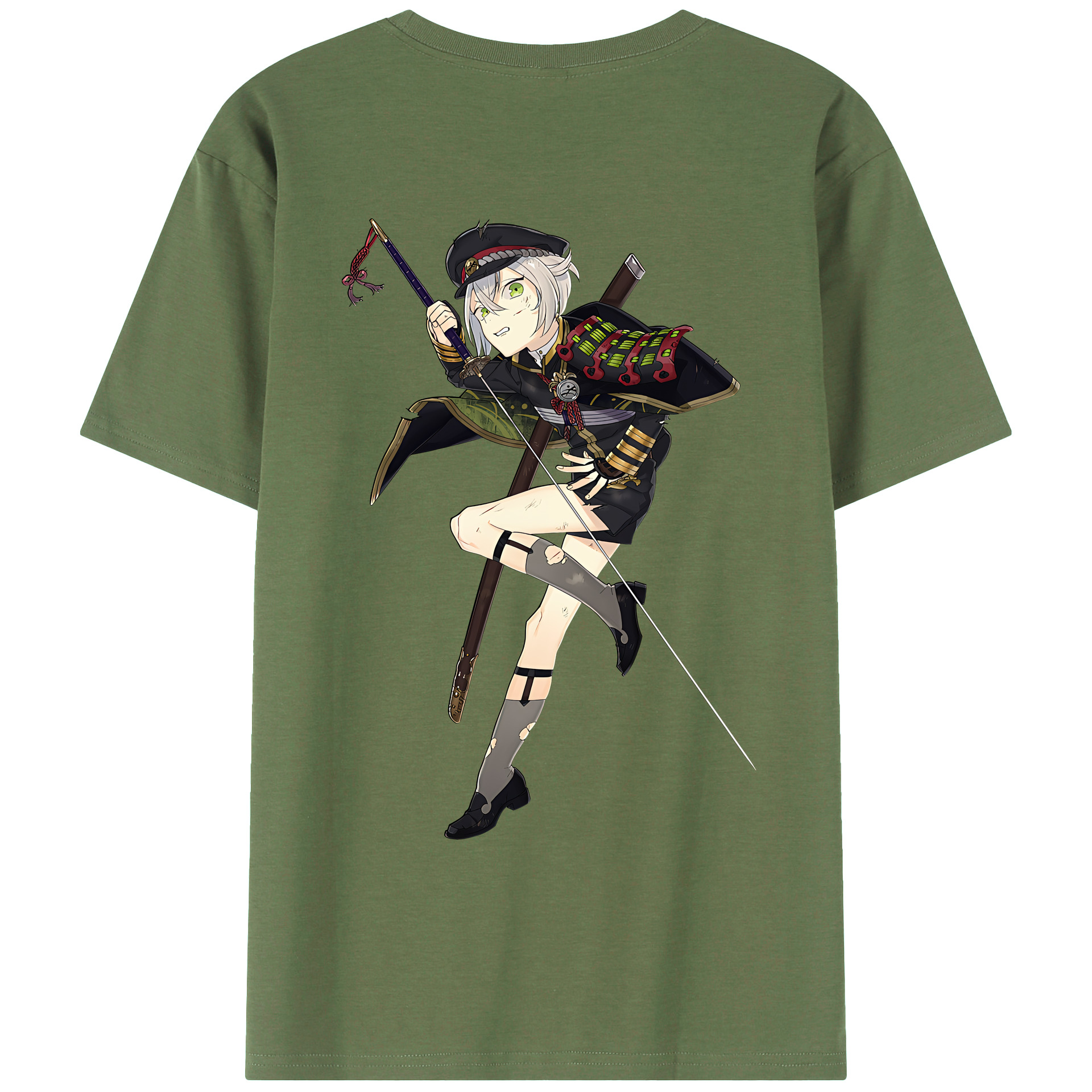 （画像用） 刀剣乱舞 Touken Ranbu 綿100％ メンズ半袖Tシャツ（バックプリント） 通気性
